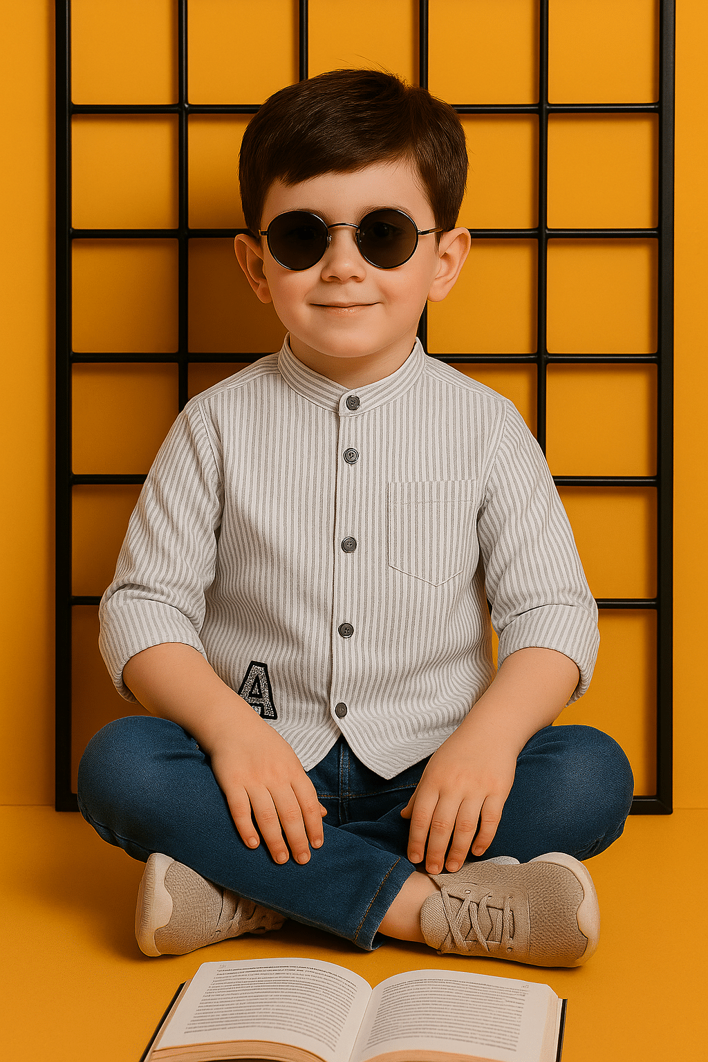 ALY JH0N Pack of 1 Boys 100% Cotton Full Sleeves Shirt ( Cream ) ALY JH0N Pack of 1 Boys 100% Cotton Full Sleeves Shirt ( Cream )