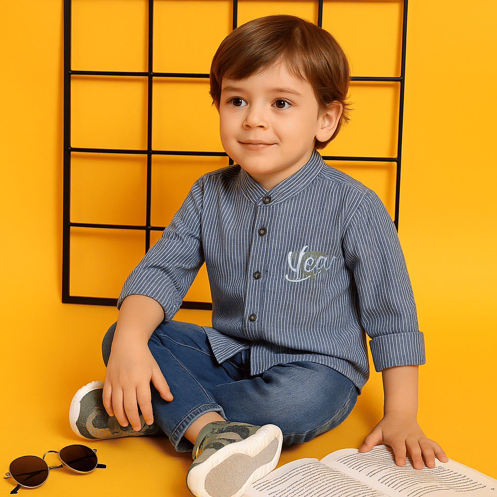     			ALY JH0N Pack of 1 Boys 100% Cotton Full Sleeves Shirt ( Grey )