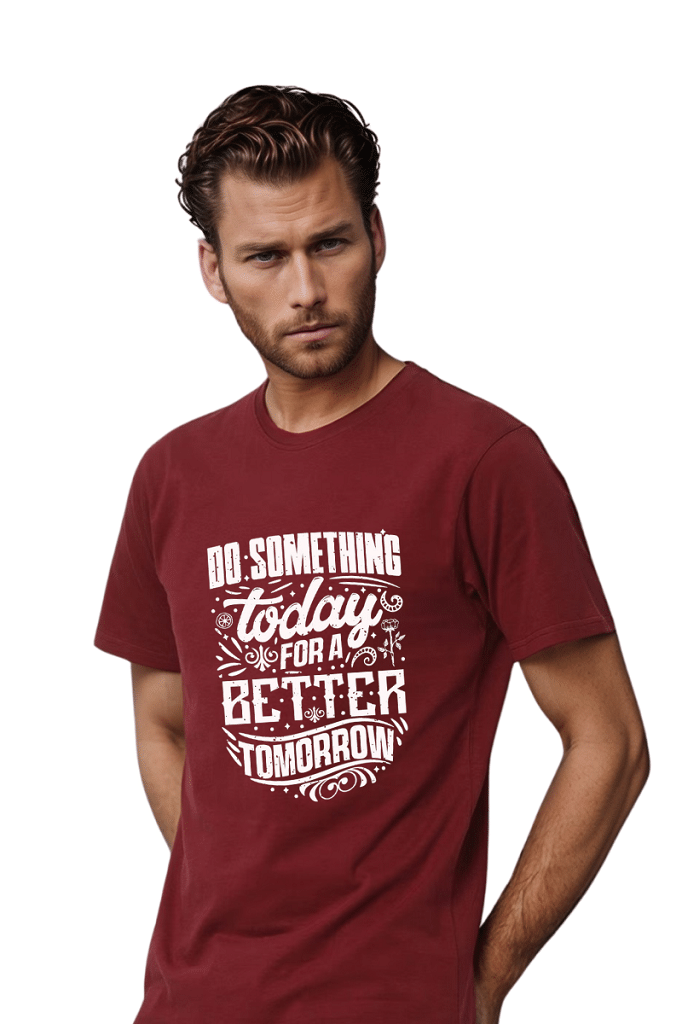 BLUEFICUS Men Polyester Regular Fit Printed T-Shirt ( Maroon ) BLUEFICUS Men Polyester Regular Fit Printed T-Shirt ( Maroon )