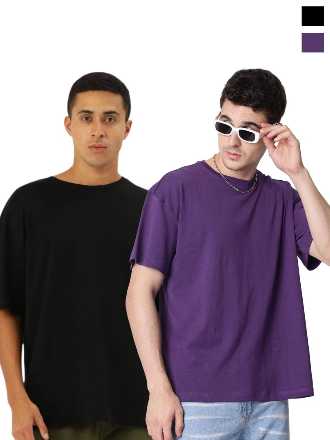     			Bene Kleed Men 100% Cotton Oversized Fit Solid T-Shirt ( Multicolor )