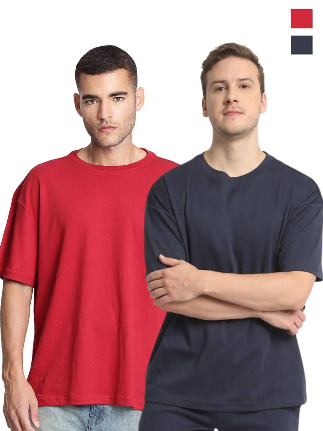     			Bene Kleed Men 100% Cotton Oversized Fit Solid T-Shirt ( Multicolor )