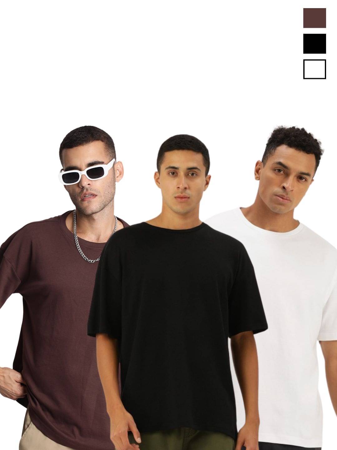     			Bene Kleed Men 100% Cotton Oversized Fit Solid T-Shirt ( Multicolor )