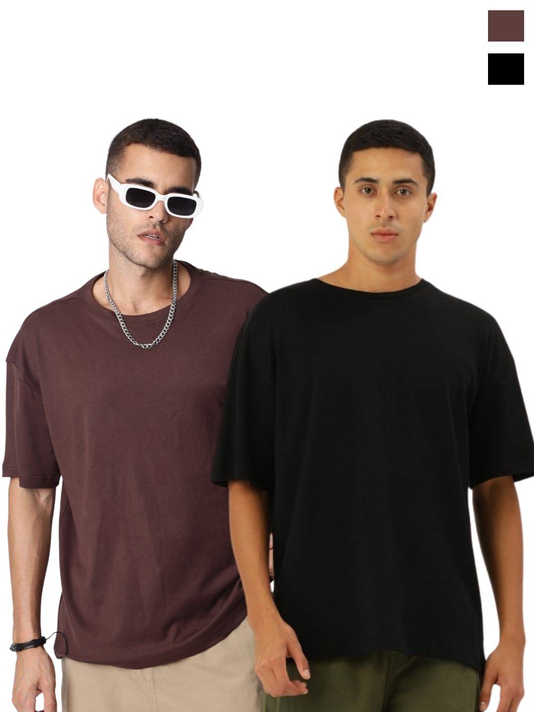 Bene Kleed Men 100% Cotton Oversized Fit Solid T-Shirt ( Multicolor ) Bene Kleed Men 100% Cotton Oversized Fit Solid T-Shirt ( Multicolor )
