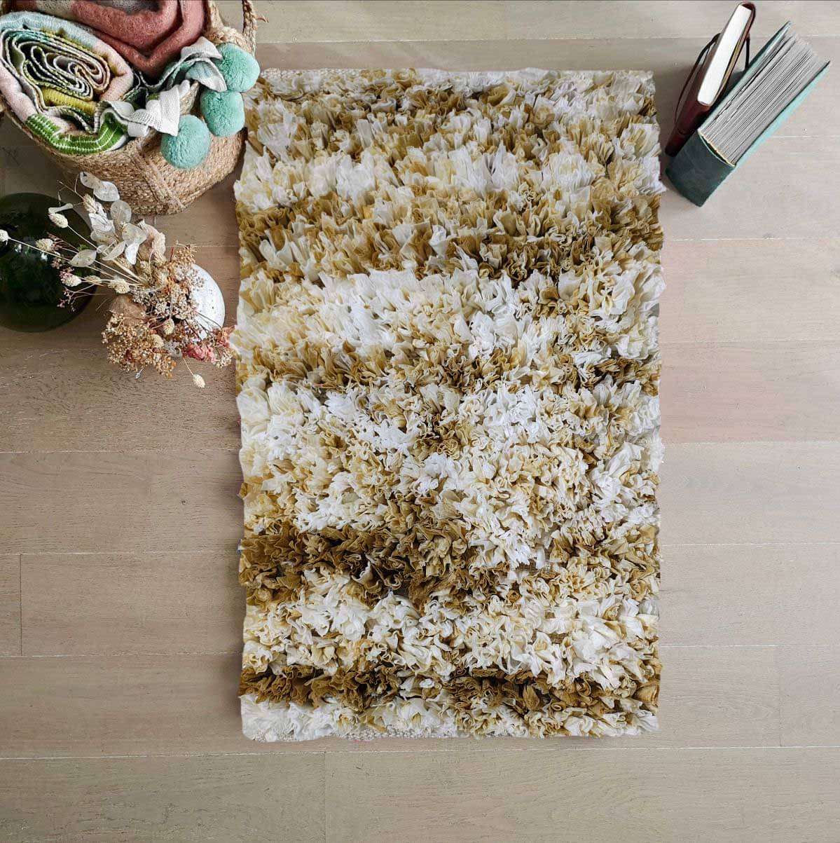     			ELANZA Beige Polyester Rectangular Floor Mat ( Pack of 1 )