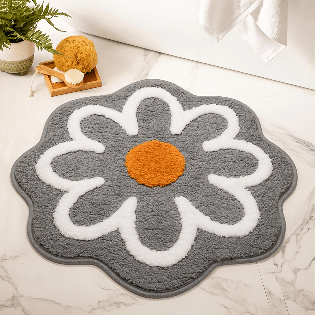     			ELANZA Gray Polyester Rectangular Floor Mat ( Pack of 1 )