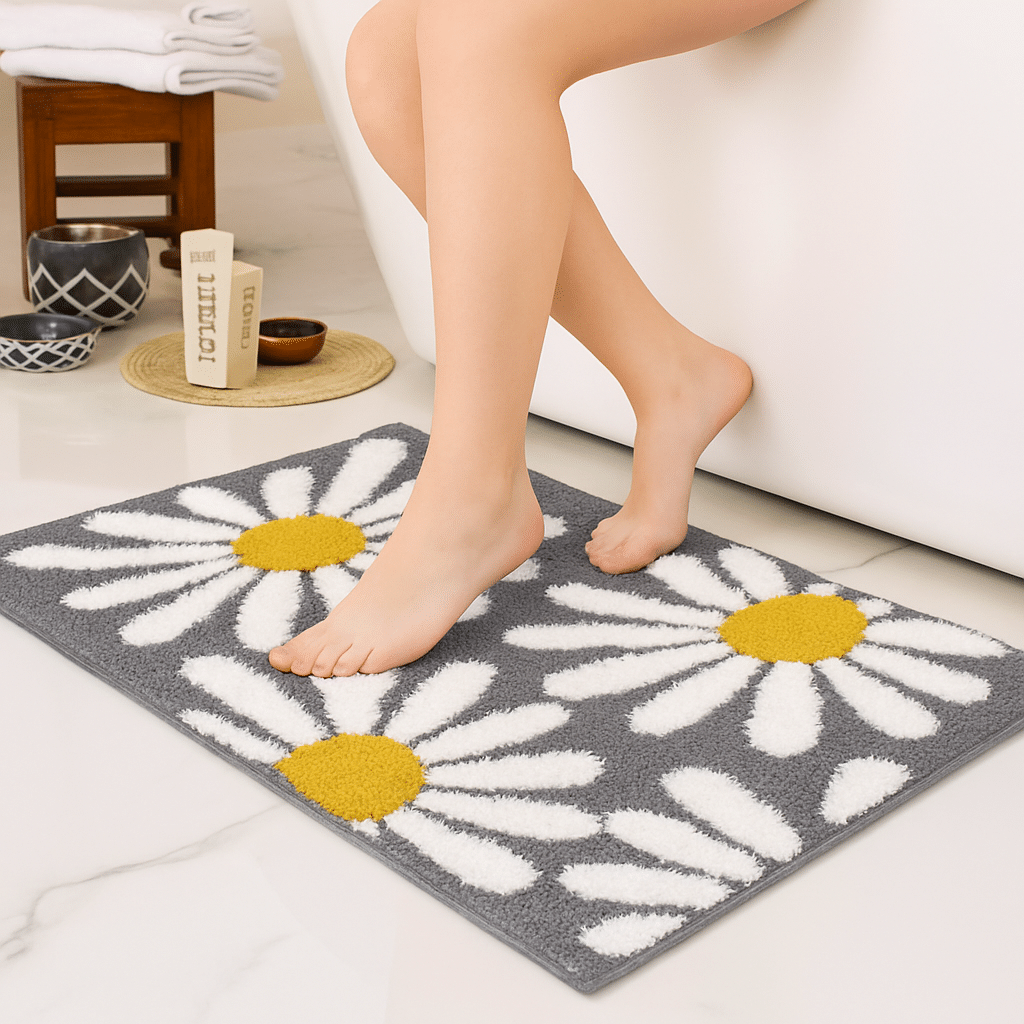     			ELANZA Gray Polyester Rectangular Floor Mat ( Pack of 1 )