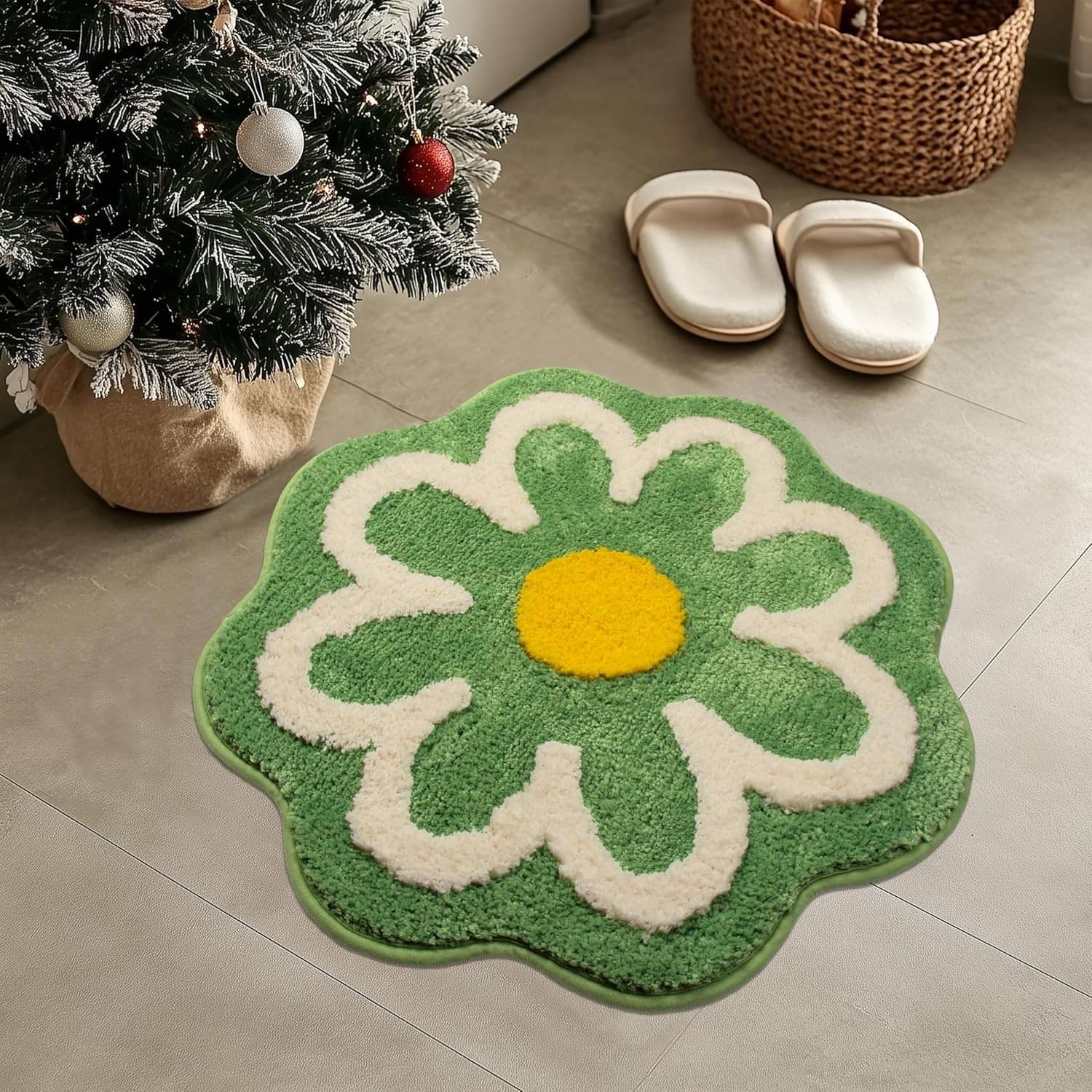 ELANZA Green Polyester Rectangular Floor Mat ( Pack of 1 ) ELANZA Green Polyester Rectangular Floor Mat ( Pack of 1 )