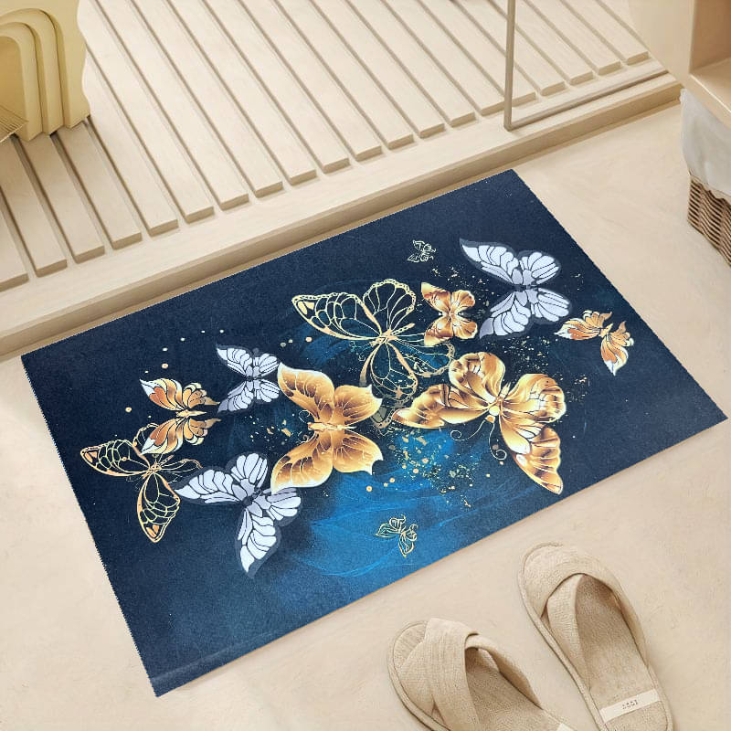     			ELANZA Navy Polyester Rectangular Floor Mat ( Pack of 1 )