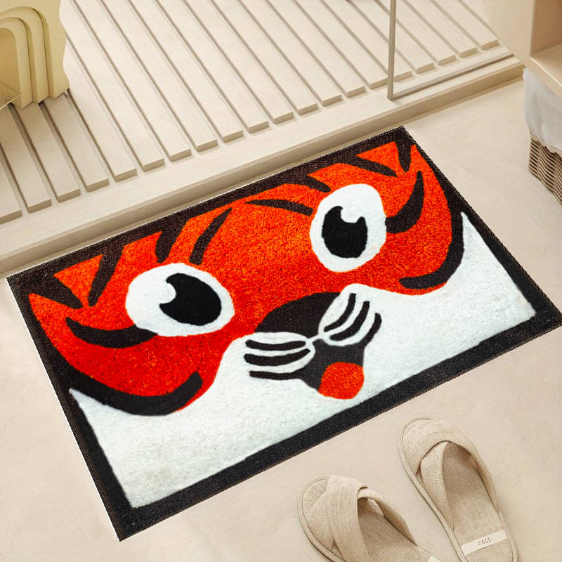     			ELANZA Orange Polyester Rectangular Floor Mat ( Pack of 1 )