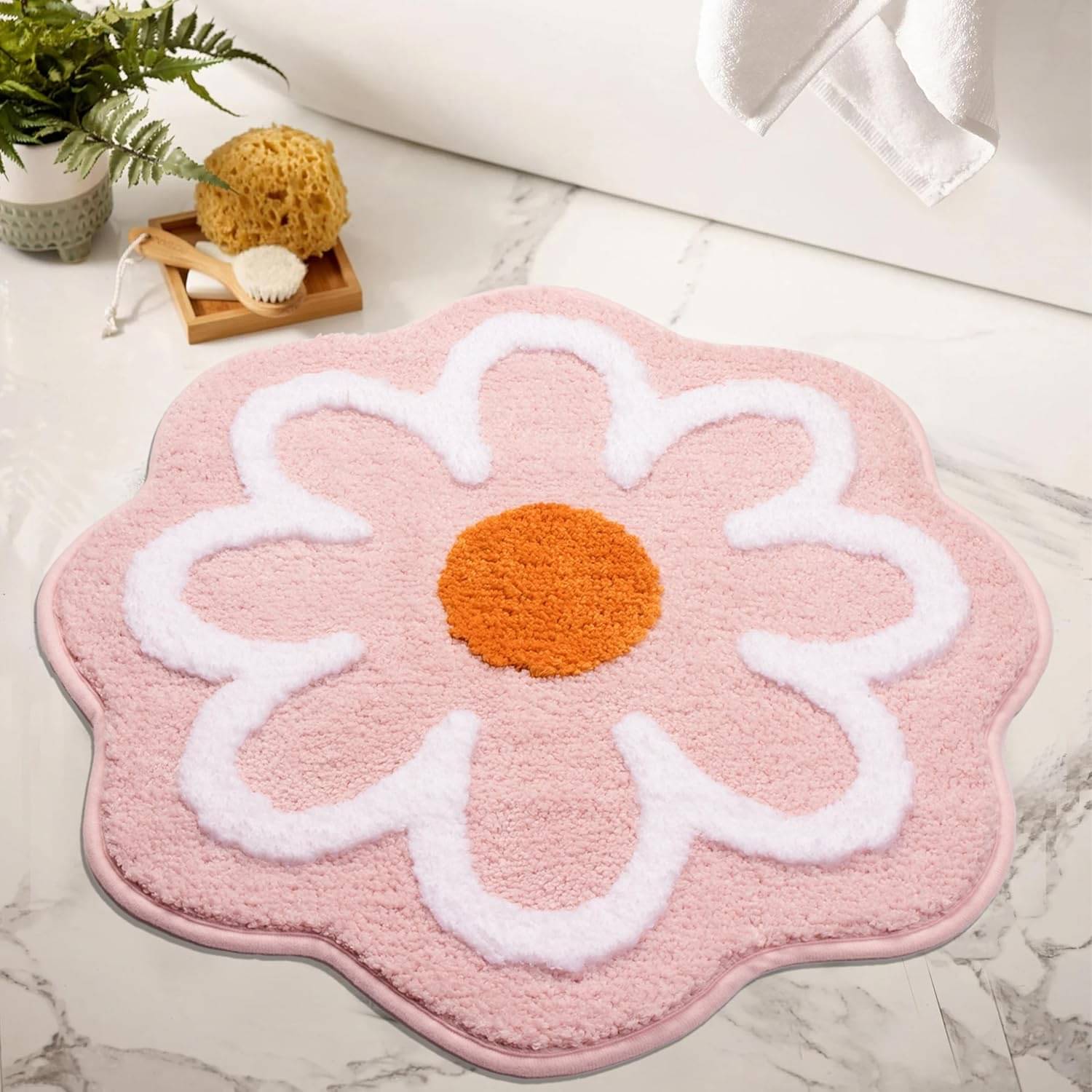     			ELANZA Pink Polyester Rectangular Floor Mat ( Pack of 1 )