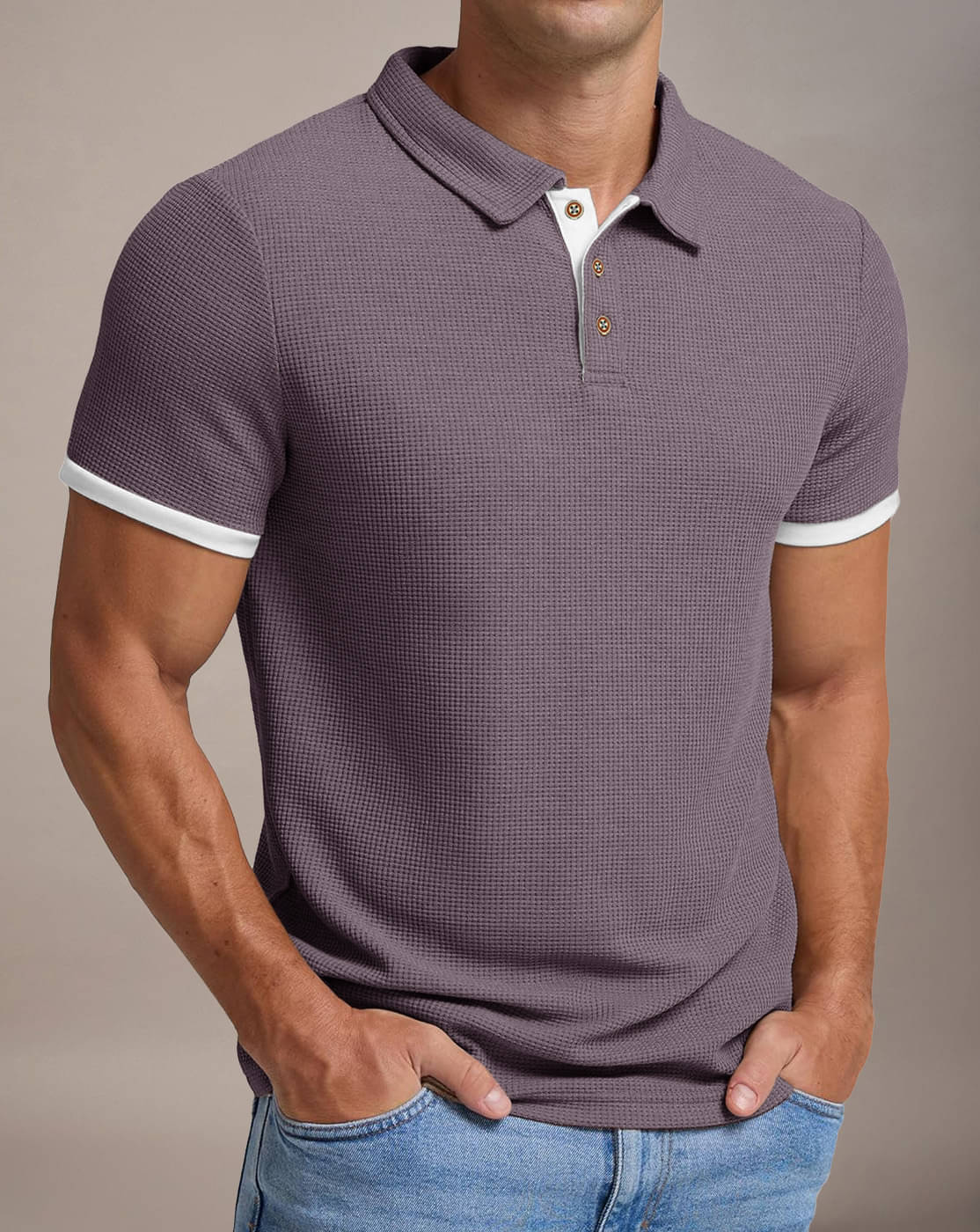     			Eyebogler Men Cotton Blend Regular Fit Solid Polo T Shirt ( Purple )