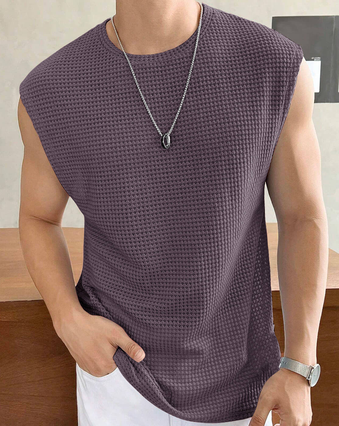 Eyebogler Pack of 1 Cotton Blend Basic Vest For Men ( Purple ) - Nightwear & Loungewear | Buy online on ZillyBuy