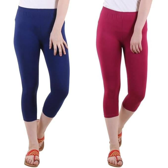     			Fasha Cotton Lycra Capris - Multi Color Pack of 2