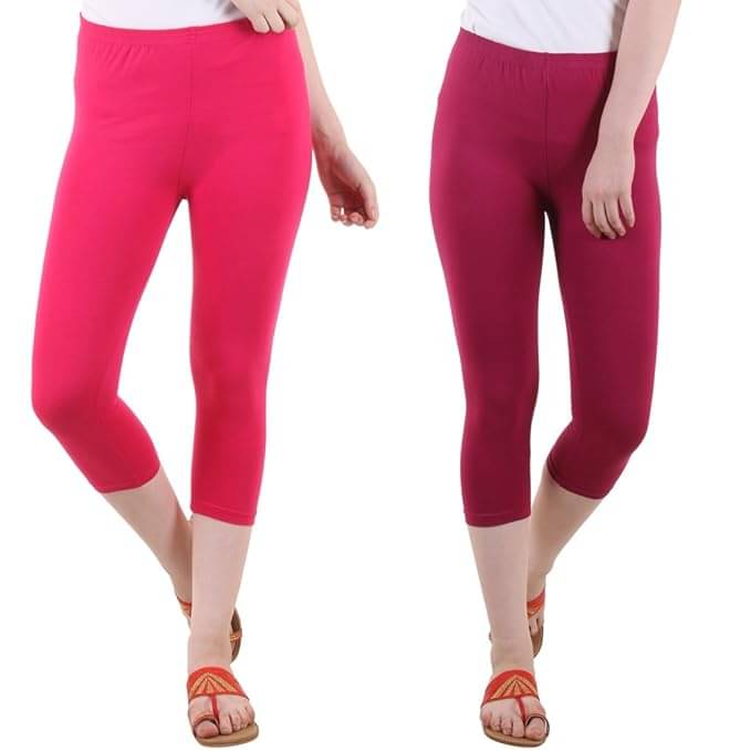     			Fasha Cotton Lycra Capris - Multi Color Pack of 2