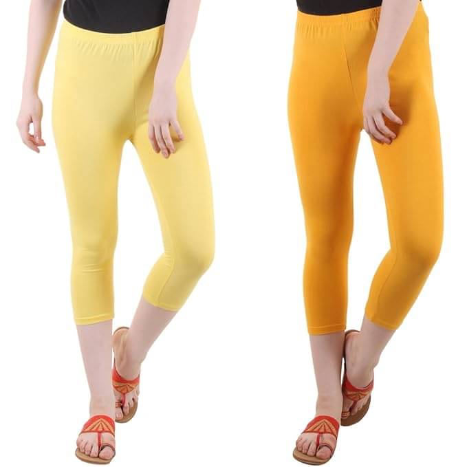    			Fasha Cotton Lycra Capris - Multi Color Pack of 2
