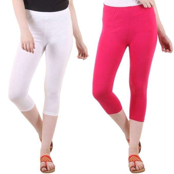     			Fasha Cotton Lycra Capris - Multi Color Pack of 2