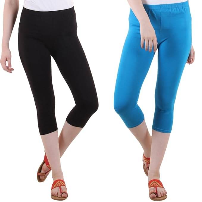    			Fasha Cotton Lycra Capris - Multi Color Pack of 2