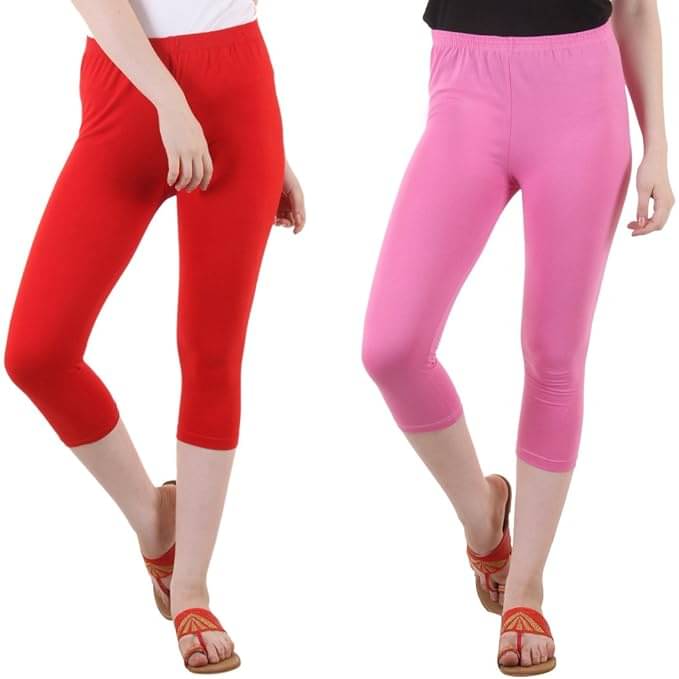     			Fasha Cotton Lycra Capris - Multi Color Pack of 2