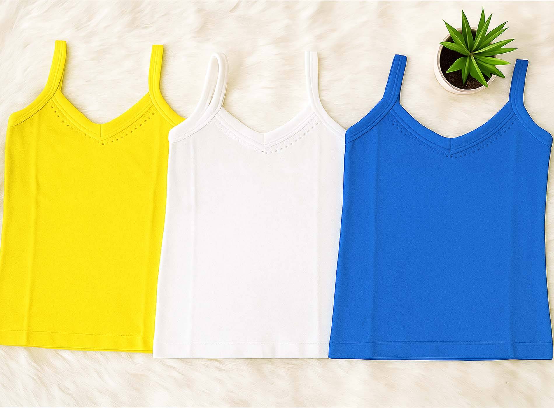     			G Beauty Pack of 3 Girls Cotton Camisoles ( Multicolor )