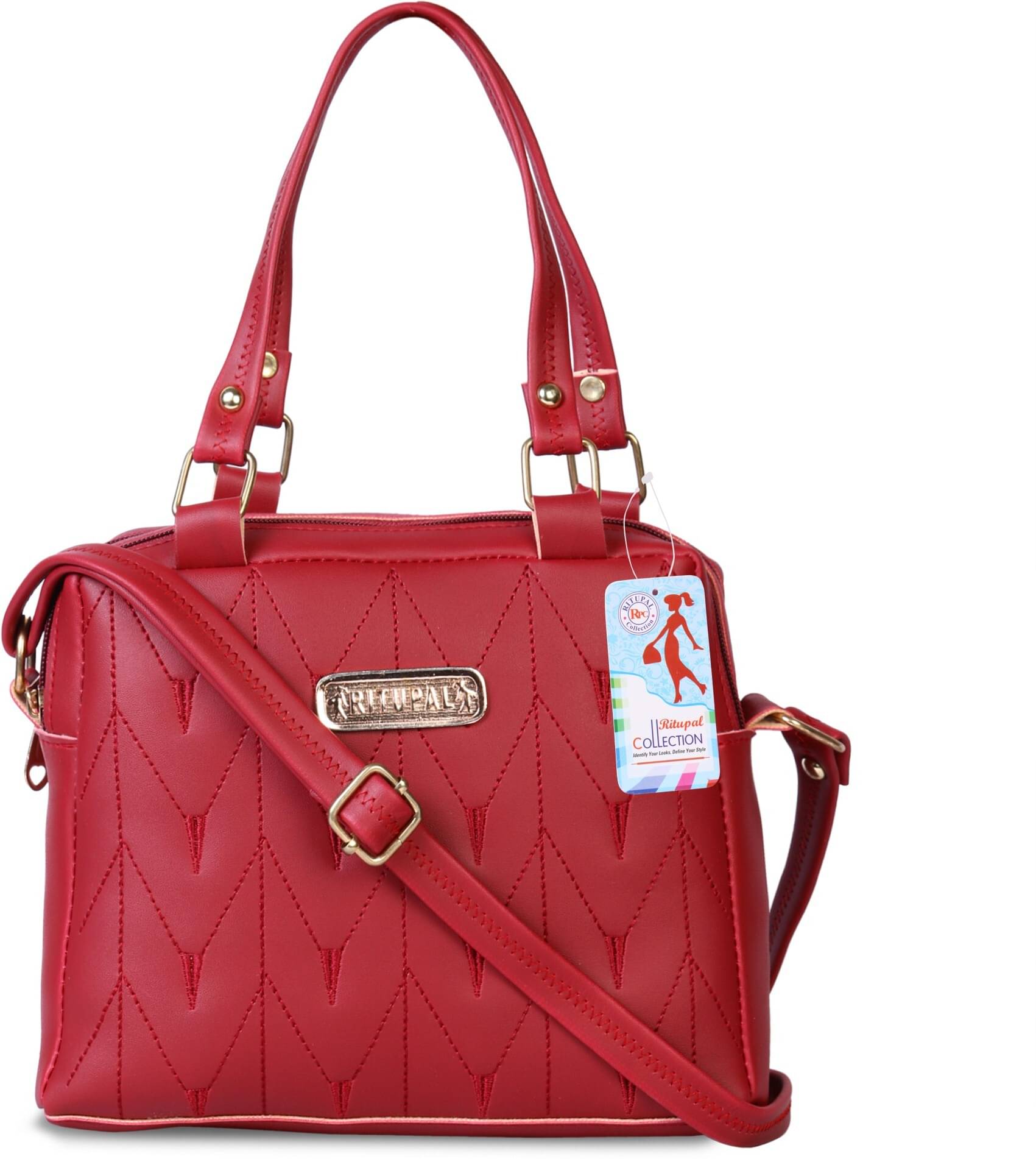    			Generic Handheld Bag Artificial Leather Set of 1 ( Maroon )
