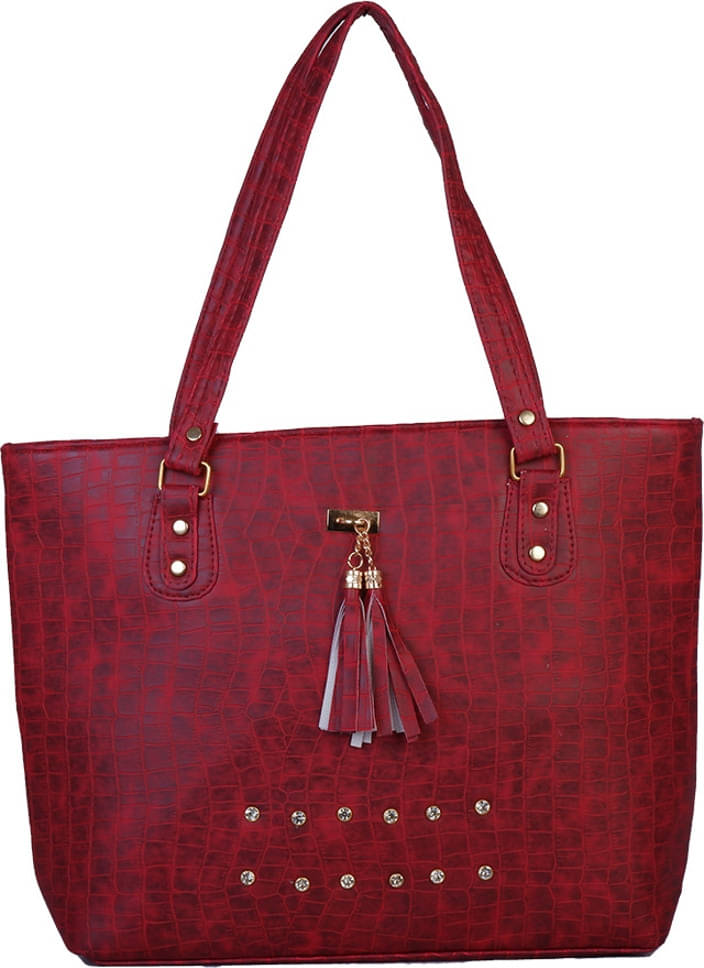     			Generic Handheld Bag Faux Leather Set of 1 ( Maroon )
