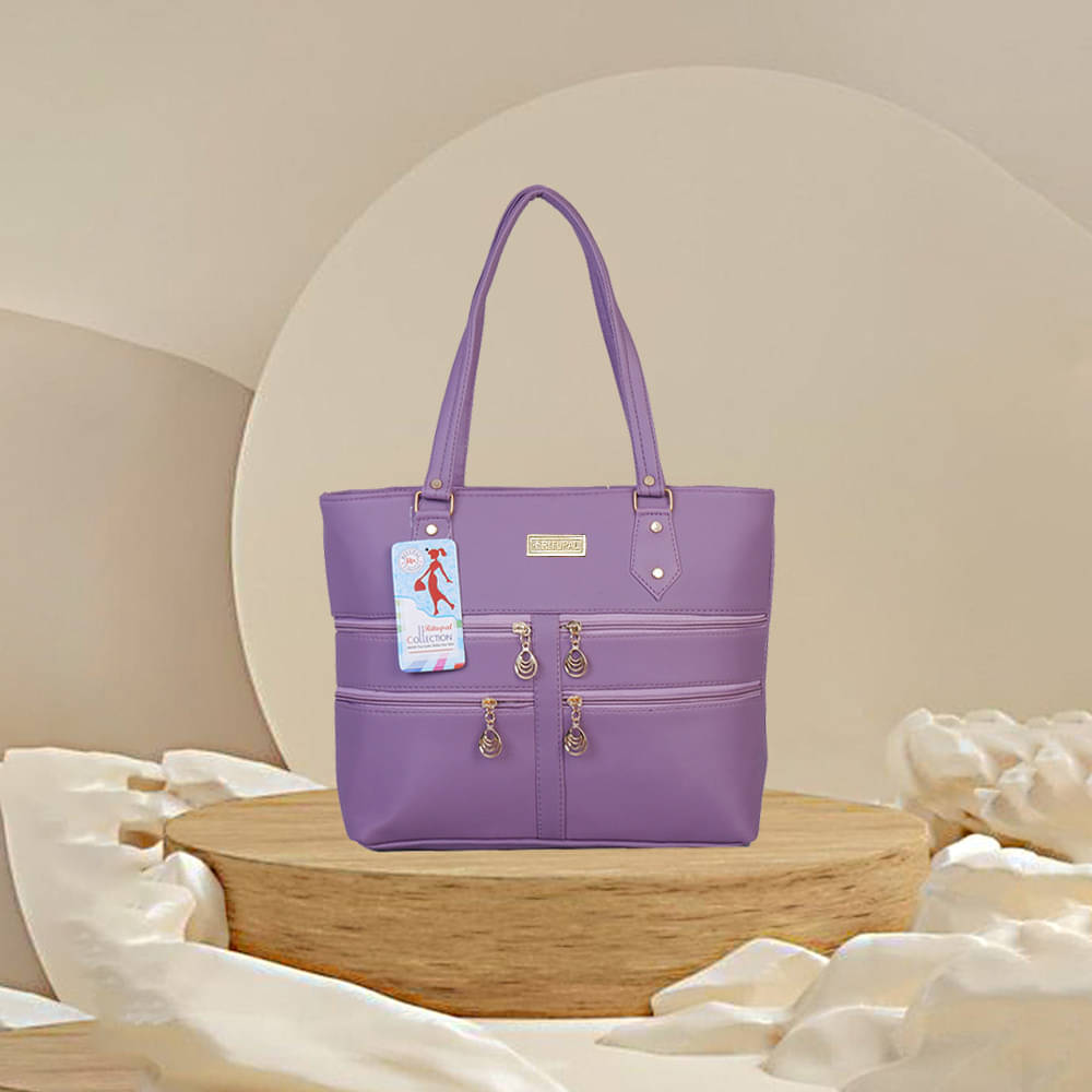     			Generic Handheld Bag Faux Leather Set of 1 ( Purple )