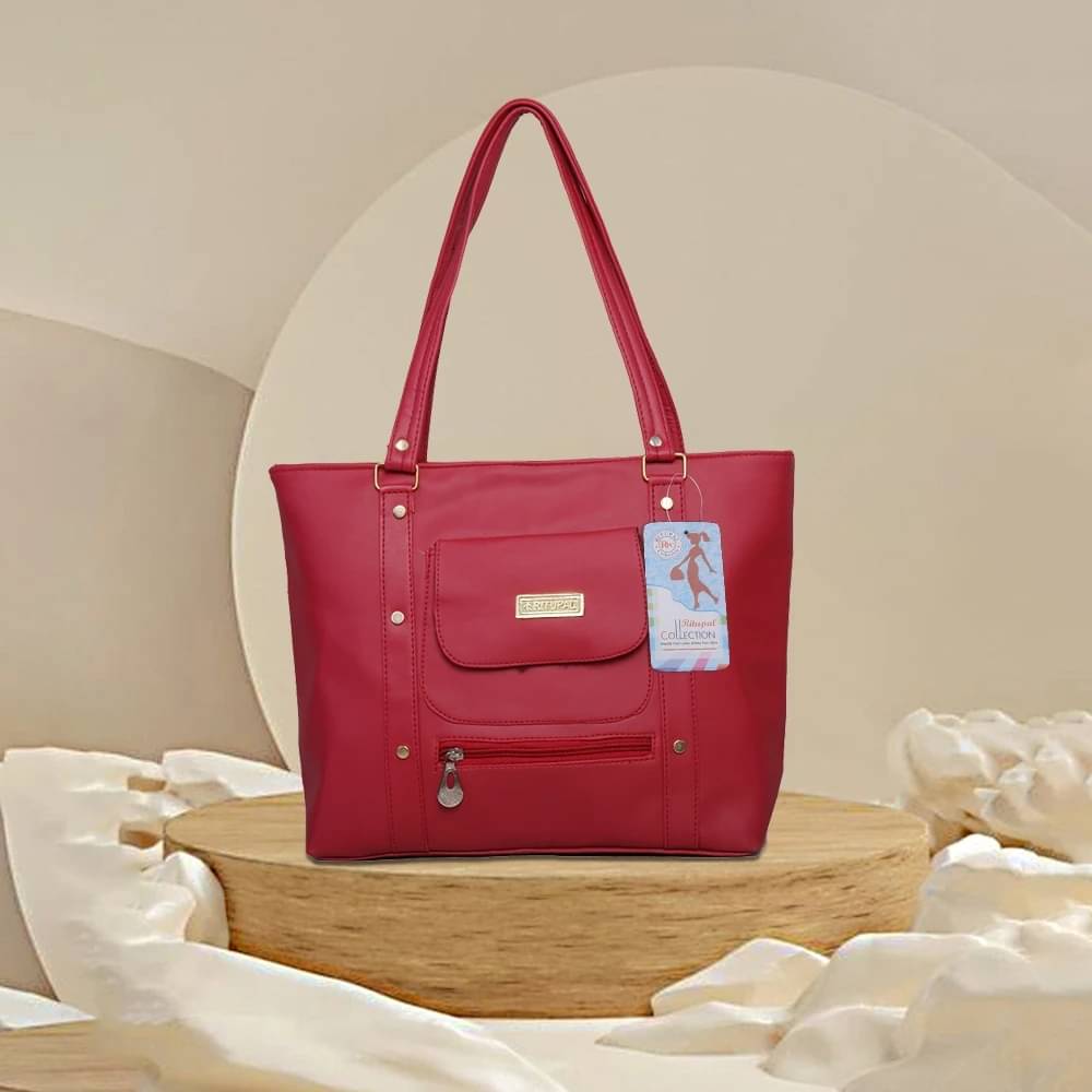     			Generic Handheld Bag Faux Leather Set of 1 ( Red )