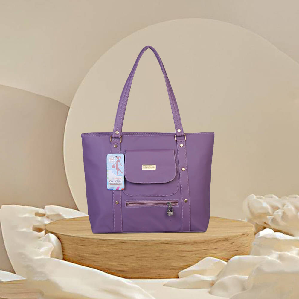     			Generic Handheld Bag Faux Leather Set of 1 ( Purple )