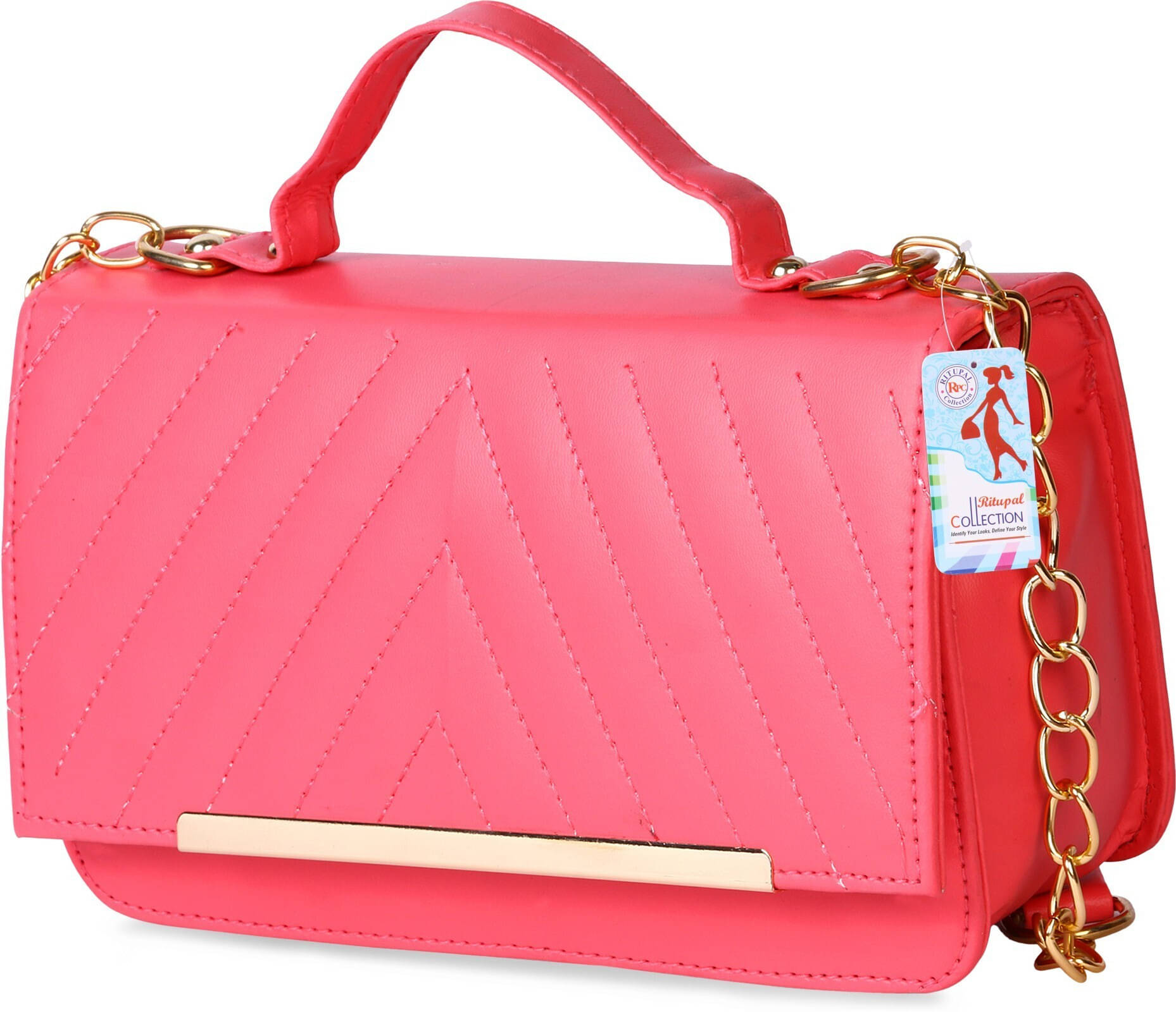     			Generic Handheld Bag Faux Leather Set of 1 ( Pink )