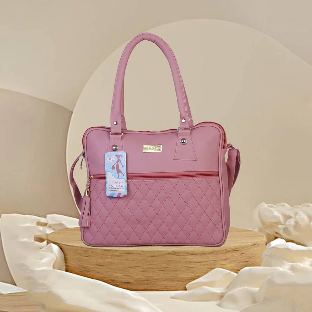     			Generic Handheld Bag Faux Leather Set of 1 ( Pink )