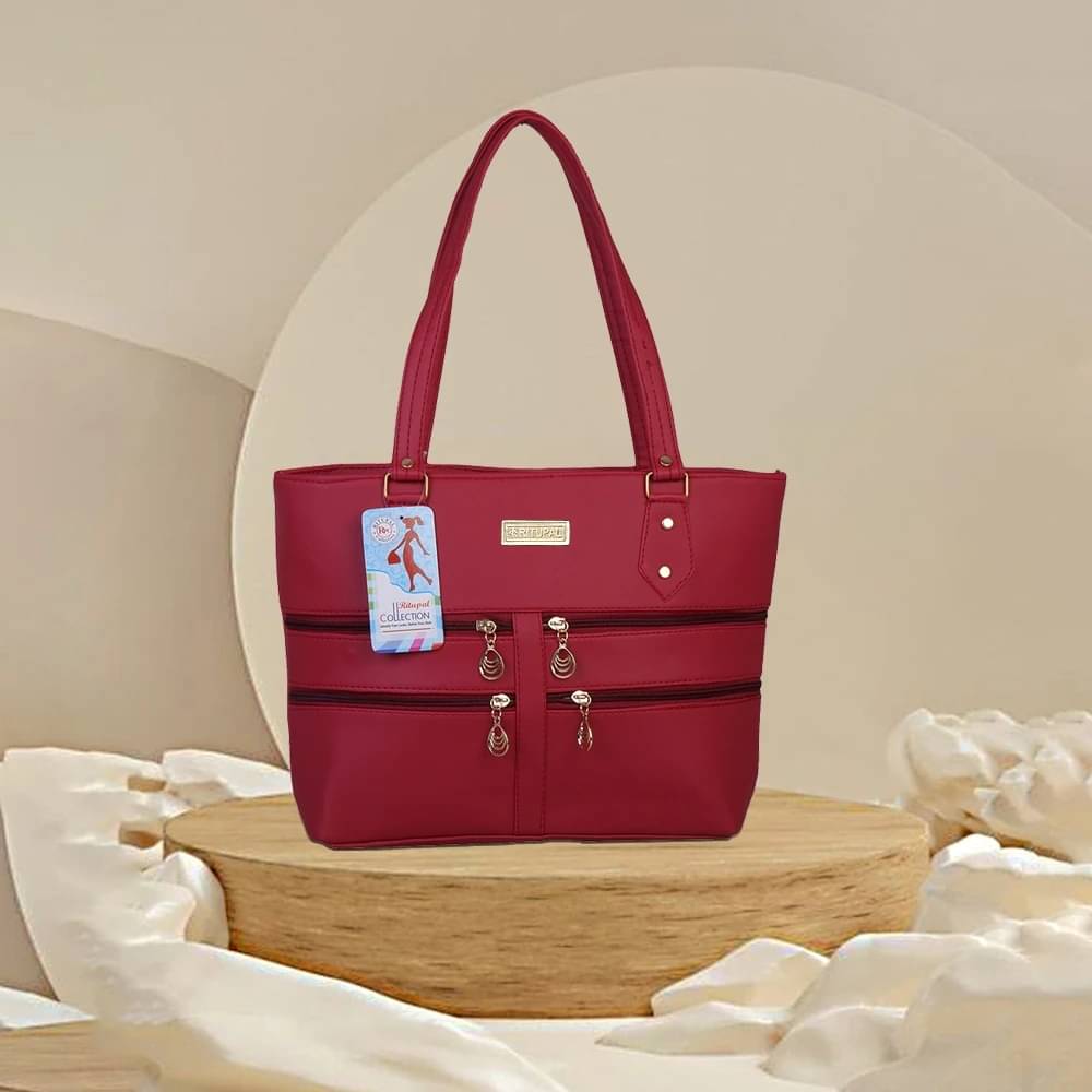     			Generic Handheld Bag Faux Leather Set of 1 ( Maroon )