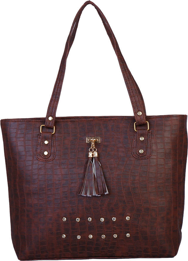     			Generic Handheld Bag Faux Leather Set of 1 ( Brown )
