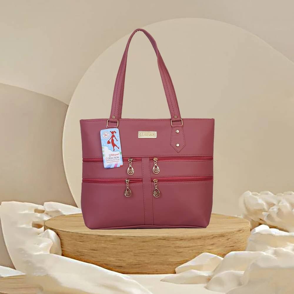     			Generic Handheld Bag Faux Leather Set of 1 ( Red )