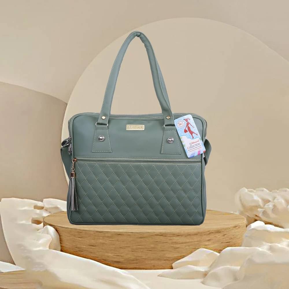     			Generic Handheld Bag Faux Leather Set of 1 ( Green )