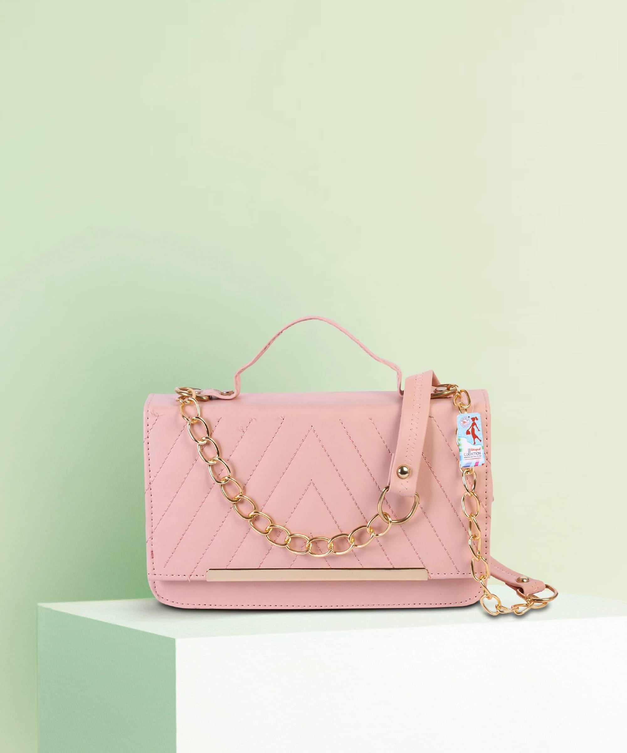     			Generic Handheld Bag Pure Leather Set of 1 ( Pink )