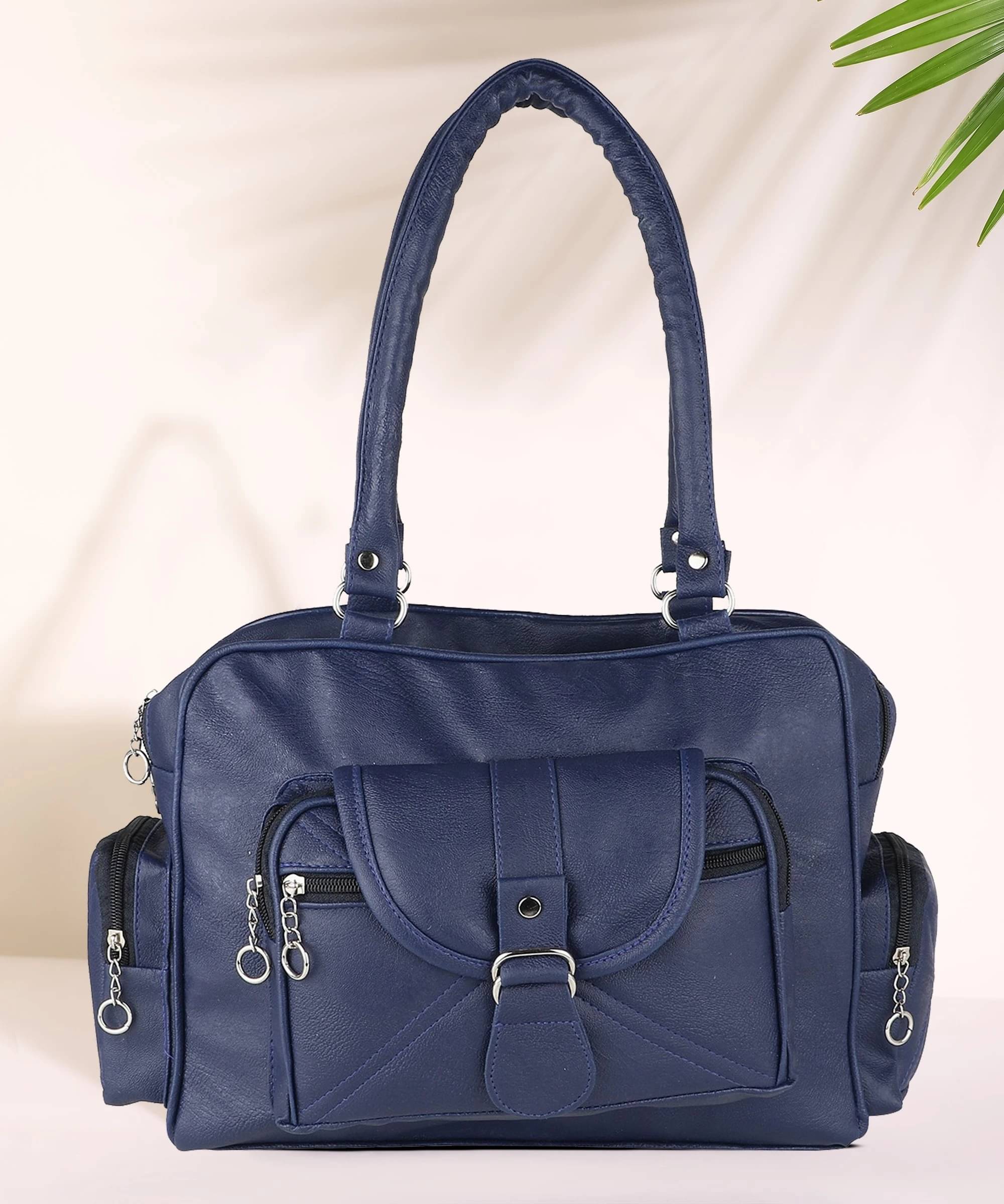     			Generic Satchel Bag Faux Leather Set of 1 ( Blue )