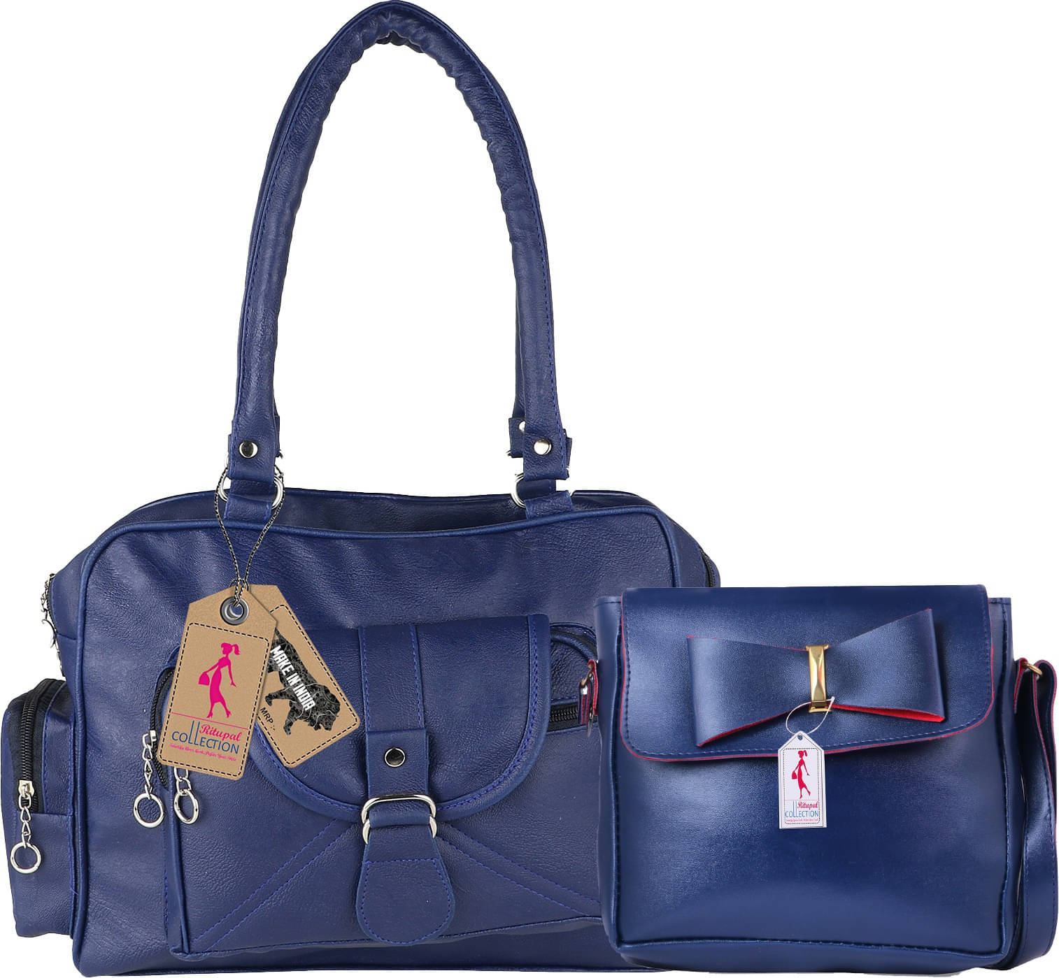     			Generic Satchel Bag PU Set of 2 ( Blue )