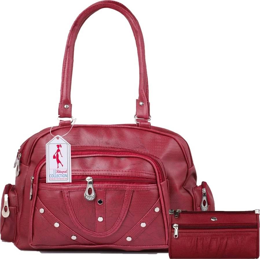     			Generic Satchel Bag PU Set of 2 ( Maroon )