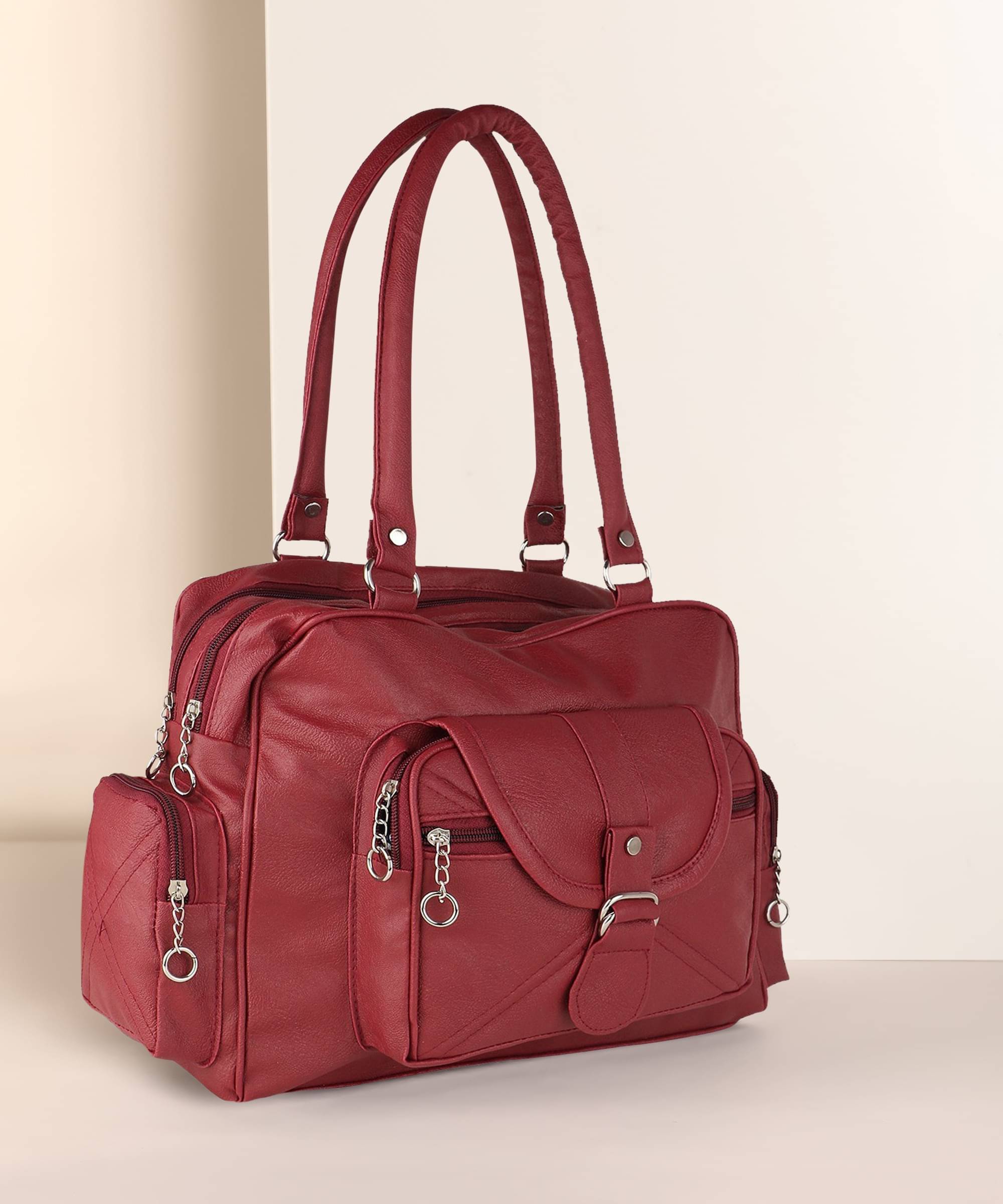     			Generic Satchel Bag Pure Leather Set of 1 ( Maroon )