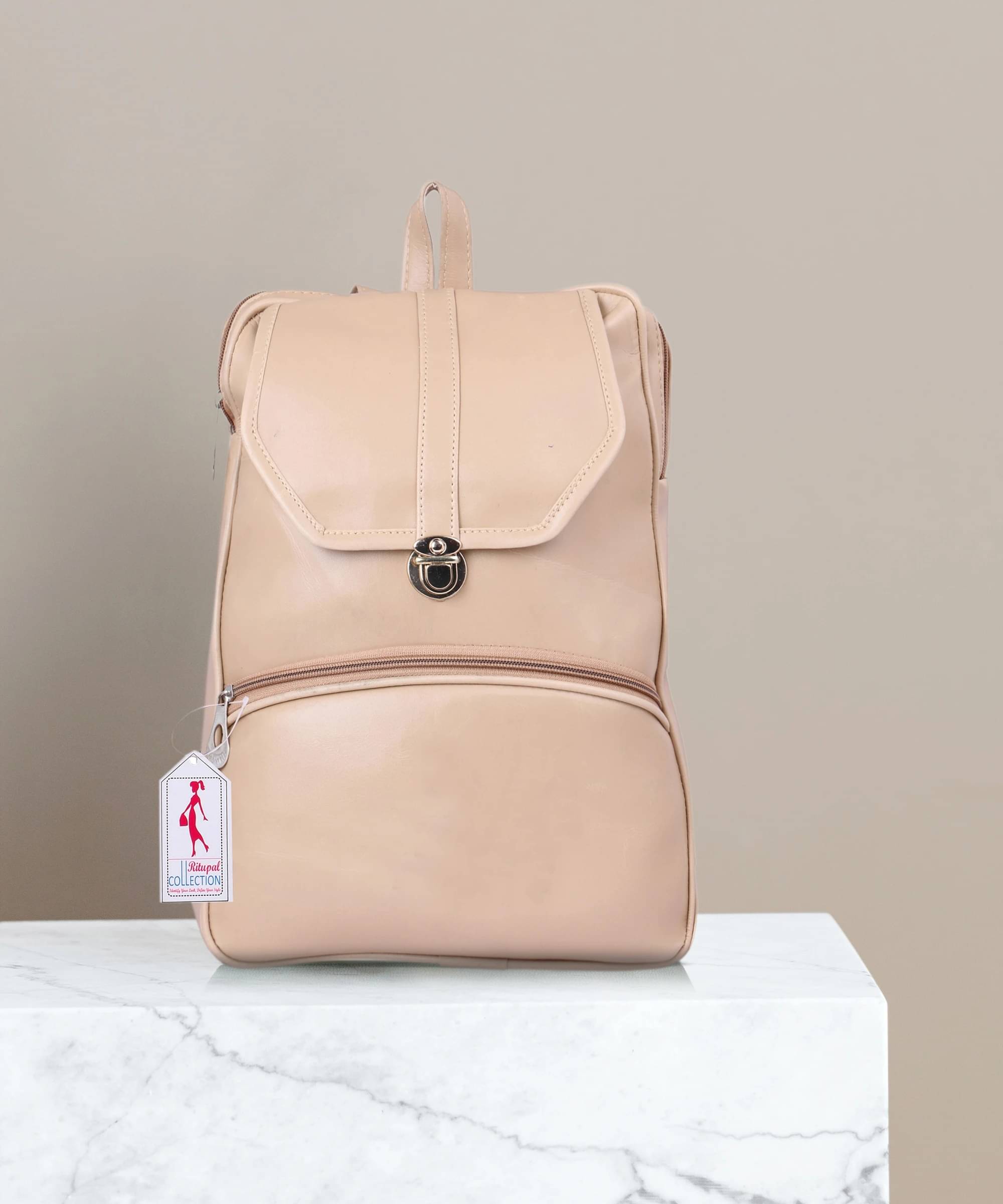     			Generic Shoulder Bag Faux Leather Set of 1 ( Beige )