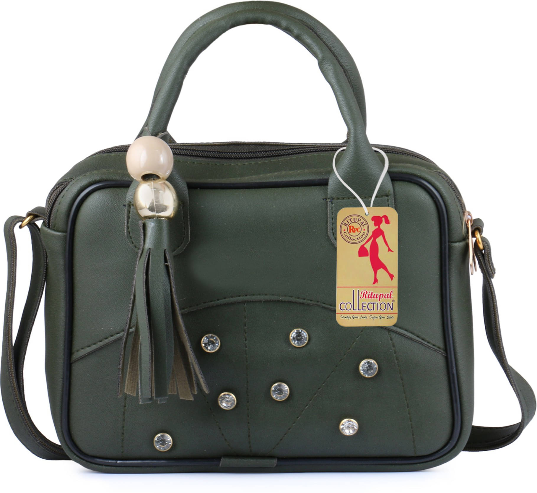     			Generic Sling Bag Pure Leather Set of 1 ( Green )