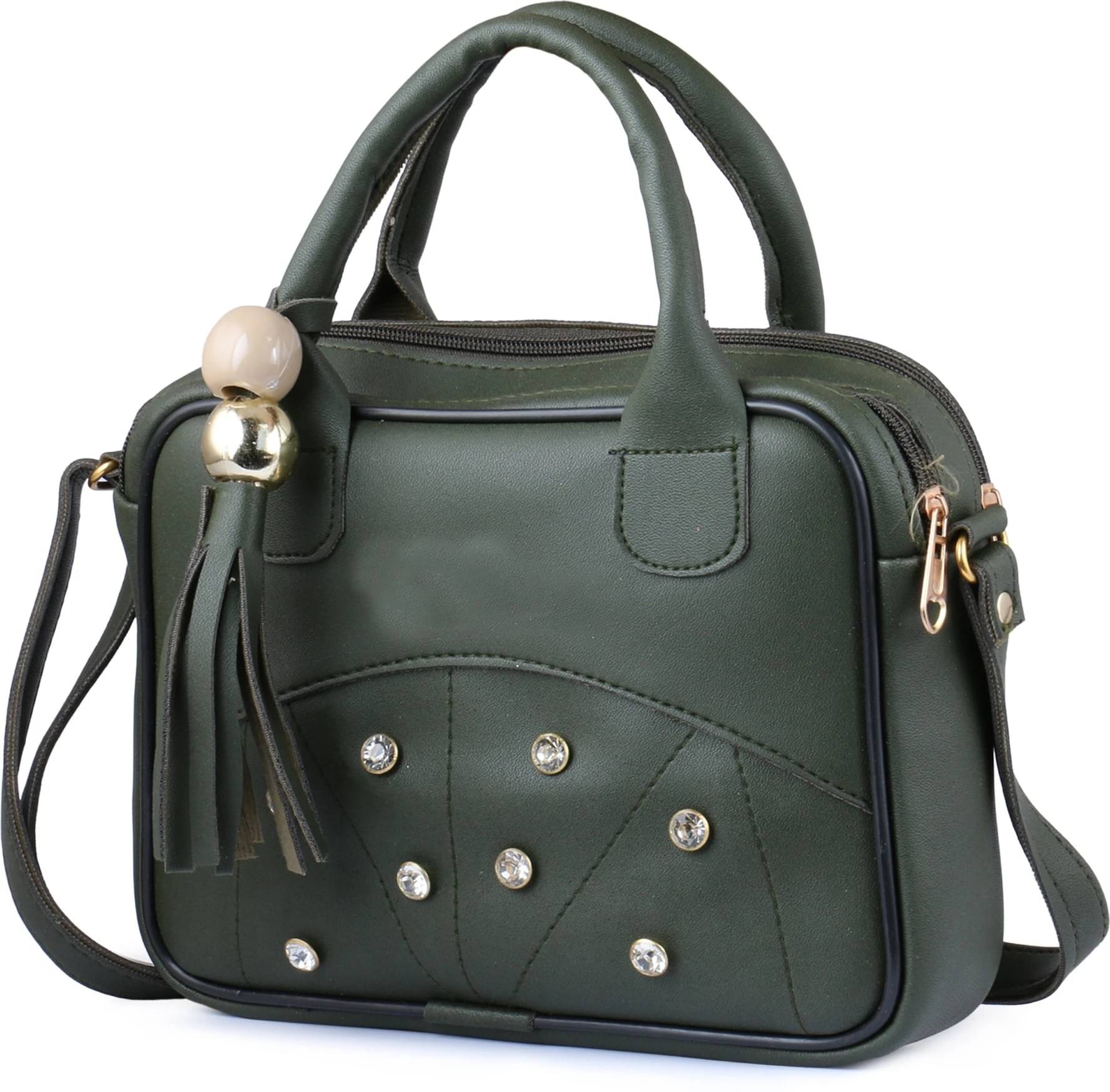     			Generic Sling Bag Pure Leather Set of 1 ( Green )