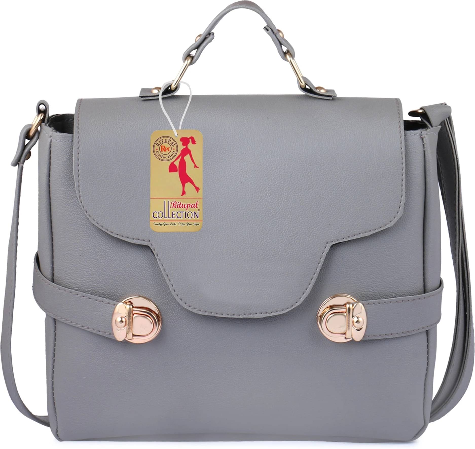     			Generic Sling Bag Pure Leather Set of 1 ( Grey )