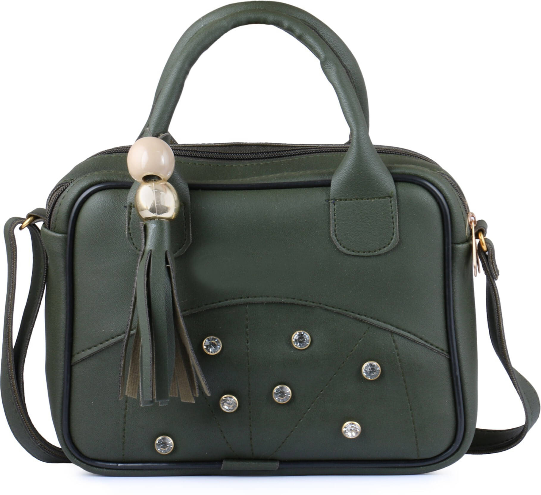     			Generic Sling Bag Pure Leather Set of 1 ( Green )