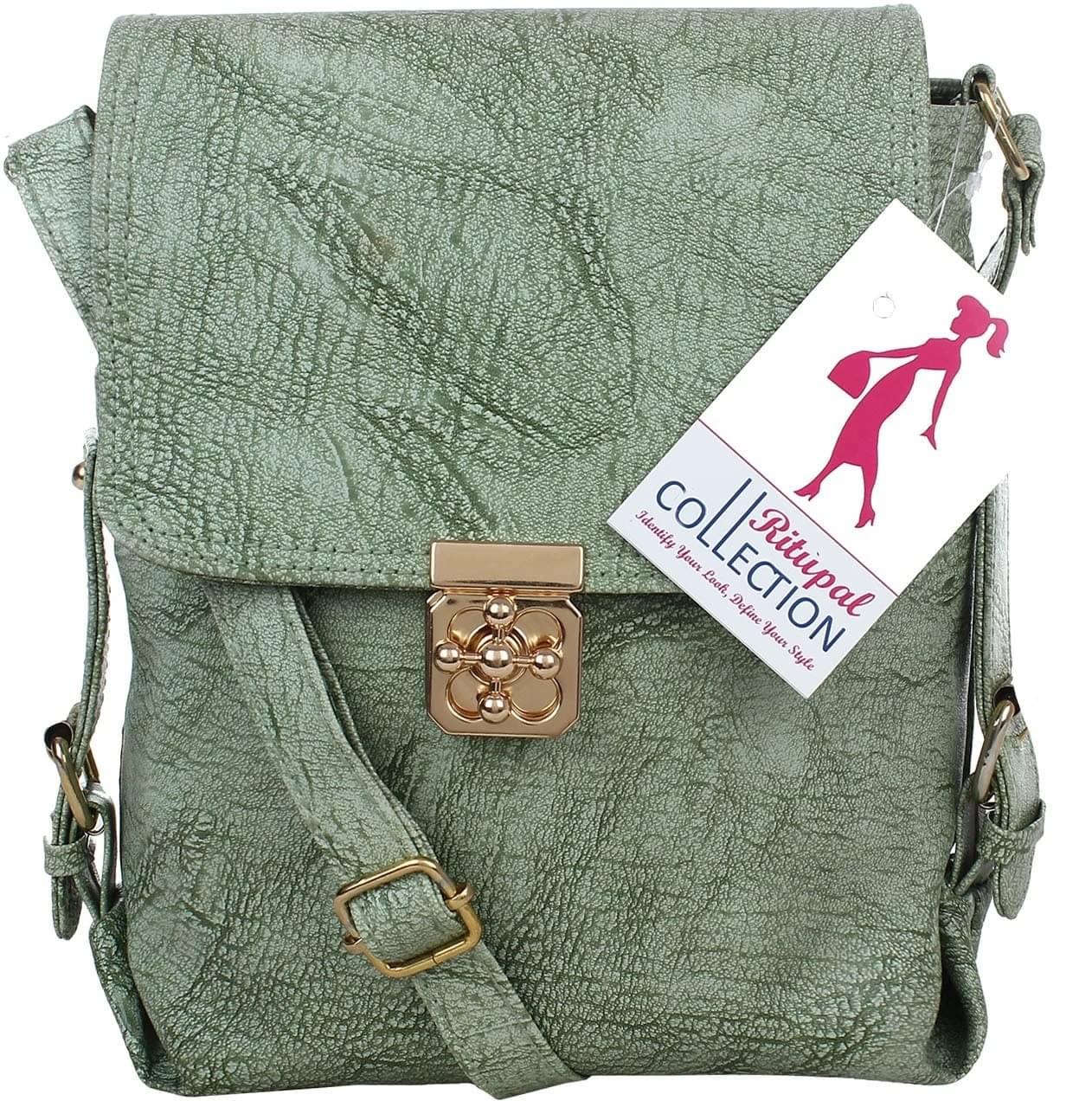     			Generic Sling Bag Pure Leather Set of 1 ( Green )