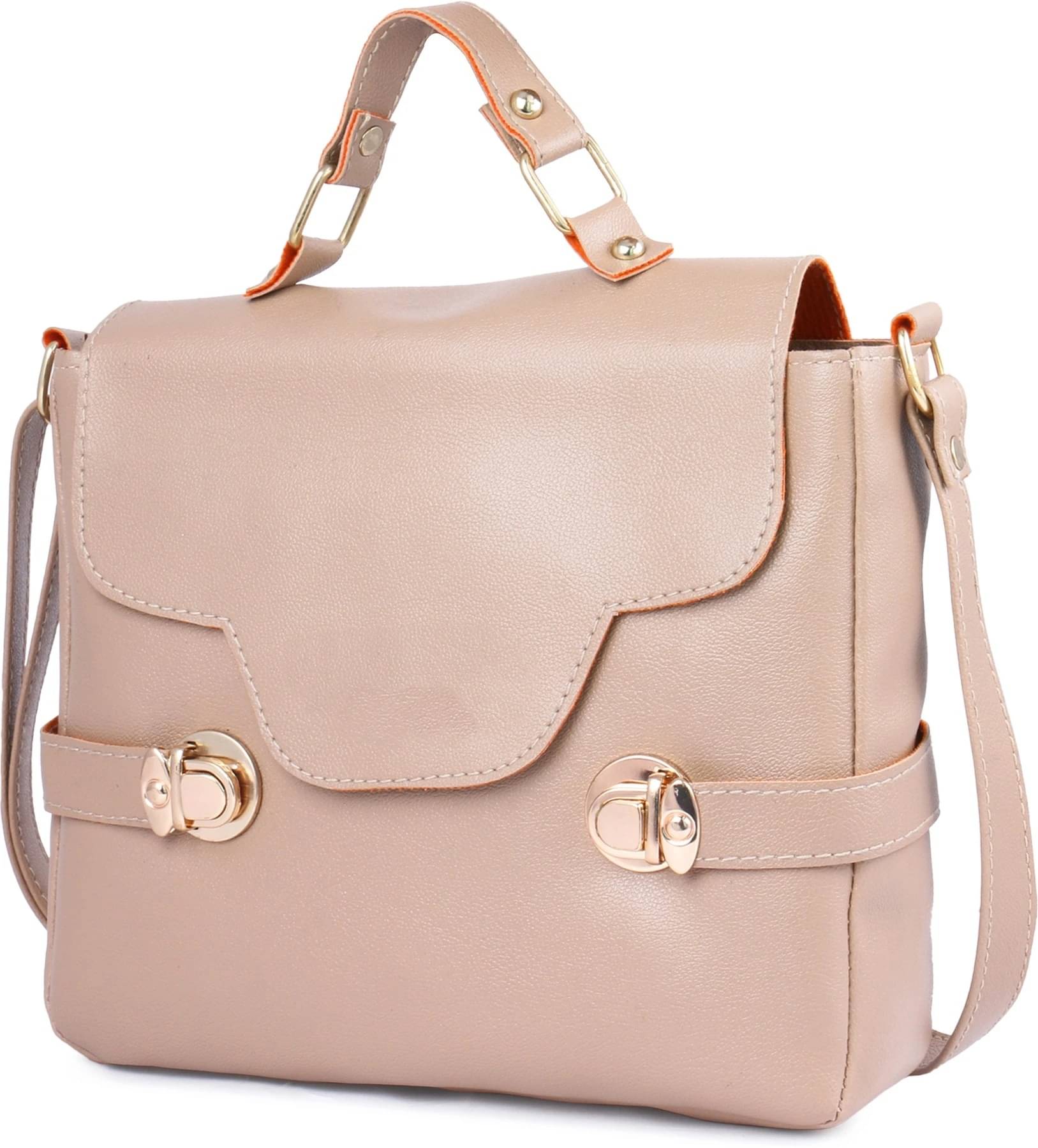     			Generic Sling Bag Pure Leather Set of 1 ( Beige )