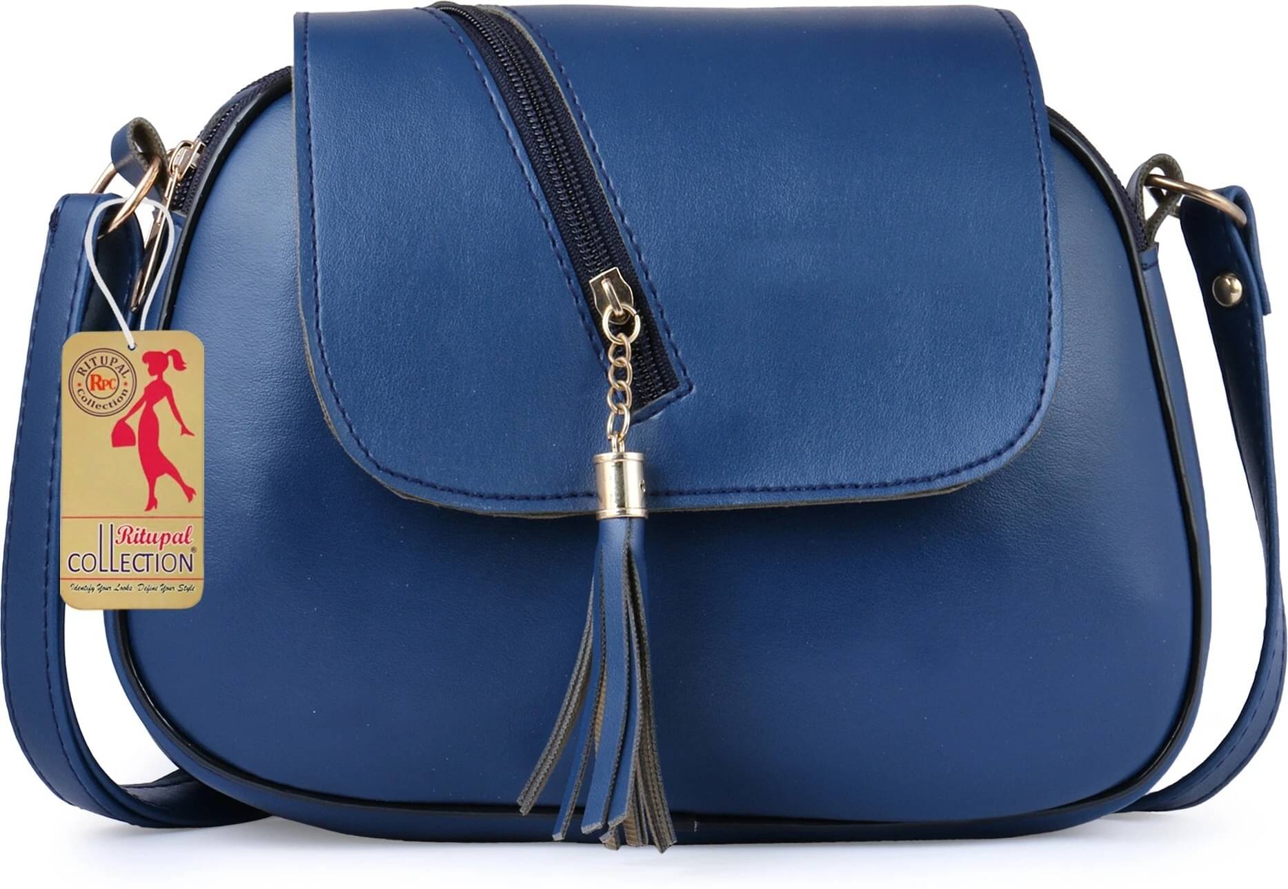     			Generic Sling Bag Pure Leather Set of 1 ( Blue )