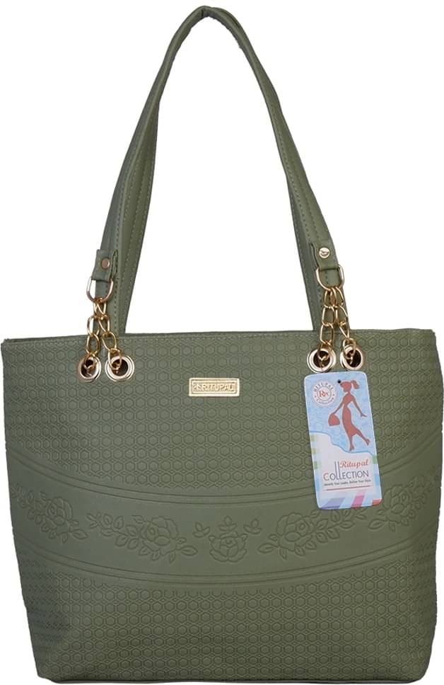     			Generic Tote Bag PU Set of 1 ( Green )