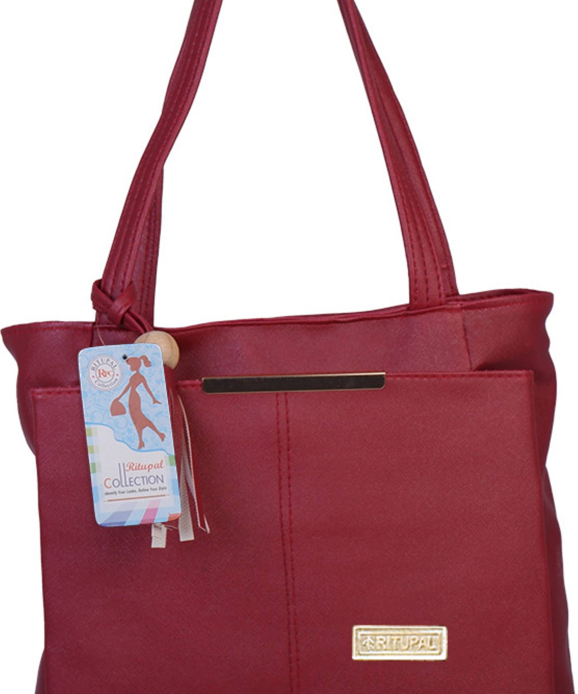     			Generic Tote Bag PU Set of 1 ( Maroon )