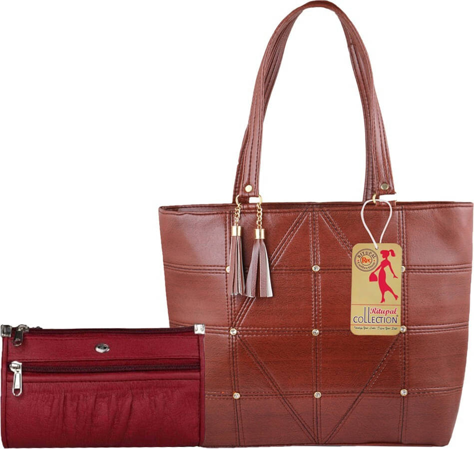     			Generic Tote Bag PU Set of 2 ( Brown )